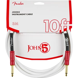 FENDER John 5 Instrument Cable, White and Red, 3M